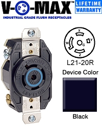 Leviton L21-20R Locking Flush Receptacle - Black - 2510 nema l6 20p wiring diagram 